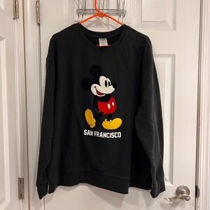Disney Mickey Mouse San Francisco Black Crewneck Sweatshirt XXL Mens Womens